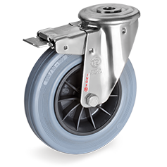 Tellure Rota 225510 — Ruote in gomma antitraccia, nucleo in polipropilene, supporto rotante foro passante NLX freno anteriore — 225510 | Tellure Rota