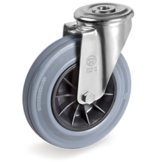 Tellure Rota 227702 — Non-marking rubber wheels, polypropylene centre, swivel bracket with bolt hole type NL — 227702 | Tellure Rota