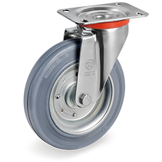 Tellure Rota 234610 — Ruote in gomma antitraccia, nucleo composto da due dischi in lamiera, supporto rotante piastra NL — 234610 | Tellure Rota