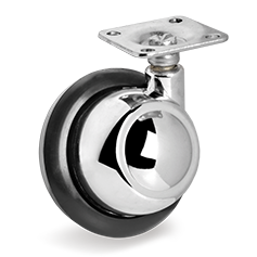 Tellure Rota 354203 — Roues mobilier semi-sphériques en caoutchouc avec monture pivotante à platine — 354203 | Tellure Rota