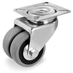 Tellure Rota 374203 — Ruote gemellate in gomma grigia, nucleo in polipropilene con parafili, supporto rotante piastra — 374203 | Tellure Rota