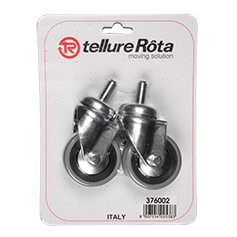 Tellure Rota 376001 — Ruedas en goma, núcleo en poliamida con pletina antihilos, soporte giratorio espiga — 376001 | Tellure Rota