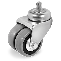 Tellure Rota 376203 — Roues jumeles en caoutchouc gris, corps en polyamide avec pare-fils, monture pivotante à tige — 376203 | Tellure Rota