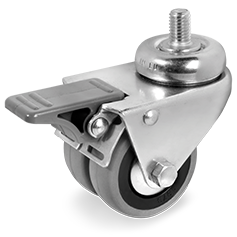 Tellure Rota 379203 — Ruote gemellate in gomma grigia, nucleo in polipropilene con parafili, supporto rotante con codolo con freno — 379203 | Tellure Rota