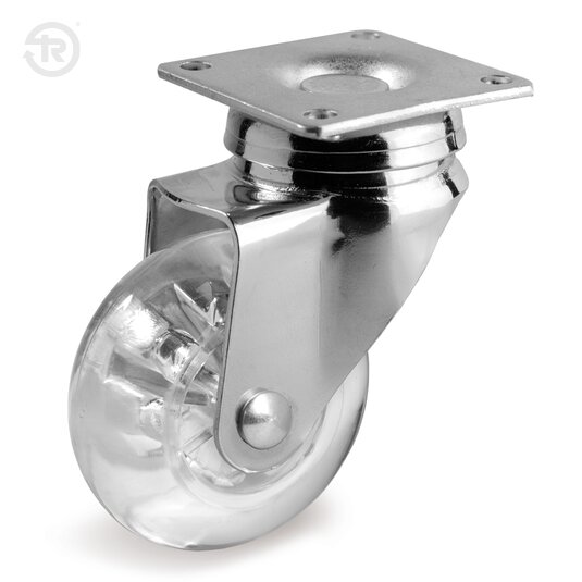 Tellure Rota 392004 — Polyurethane furniture wheels, methacrylate centre, swivel top plate bracket — 392004 | Tellure Rota