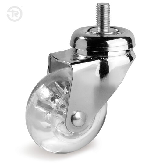 Tellure Rota 392104 — Polyurethane furniture wheels, methacrylate centre, swivel castor with stem — 392104 | Tellure Rota