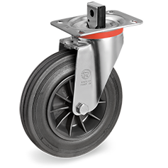 Tellure Rota 524206 — Ruote in gomma standard, nucleo in polipropilene, supporto rotante piastra NL freno esagonale — 524206 | Tellure Rota