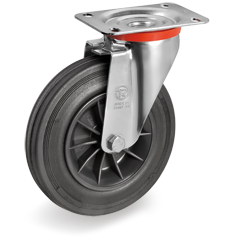 Tellure Rota 524410 — Ruote in gomma standard, nucleo in polipropilene, supporto rotante piastra NL — 524410 | Tellure Rota