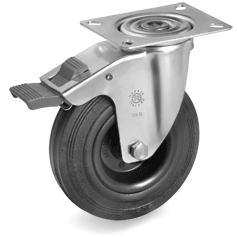 Tellure Rota 526301 — Standard rubber wheels, polypropylene centre, swivel top plate bracket type SL with front lock — 526301 | Tellure Rota