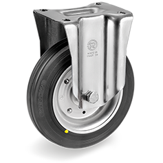 Tellure Rota 535909AS — Roues en caoutchouc noir électriquement conductive , avec disques en tole, monture fixe NL. — 535909AS | Tellure Rota