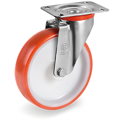 Tellure Rota 604202 — Ruote in poliuretano iniettato nucleo in poliammide 6, supporto rotante piastra NL — 604202 | Tellure Rota