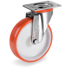 Tellure Rota 604603 — Roues en polyuréthane injecté, corps en polyamide 6, monture pivotante à platine NLX — 604603 | Tellure Rota