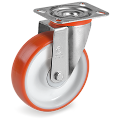 Tellure Rota 604703 — Ruote in poliuretano iniettato nucleo in poliammide 6, supporto rotante piastra NL — 604703 | Tellure Rota