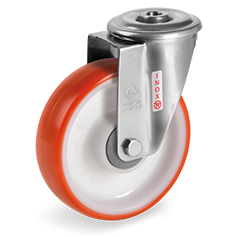 Tellure Rota 606311 — Injection polyurethane wheels, polyamide 6 centre, swivel bracket with bolt hole type NLX — 606311 | Tellure Rota
