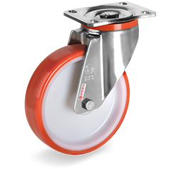 Tellure Rota 607004 — Ruote in poliuretano iniettato, nucleo in poliammide 6, supporto rotante piastra PX — 607004 | Tellure Rota