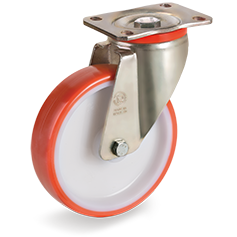 Tellure Rota 607302 — Injection polyurethane wheels, polyamide 6 centre, swivel top plate bracket type P — 607302 | Tellure Rota