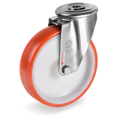 Tellure Rota 608004 — Ruote in poliuretano iniettato, nucleo in poliammide 6, supporto rotante foro passante NLX — 608004 | Tellure Rota