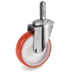 Tellure Rota 609201 — Ruote in poliuretano termoplastico, nucleo in poliammide 6, supporto rotante NL con codolo ad espansione in lega Zama — 609201 | Tellure Rota