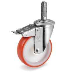 Tellure Rota 609301 — Roues en polyuréthane thermoplastique, corps en polyamide 6, monture pivotante NL avec fixation expansible en alliage Zama et frein — 609301 | Tellure Rota