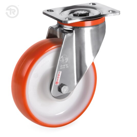 Tellure Rota 609410 — Thermoplastic polyurethane wheels, polyamide 6 centre, swivel top plate bracket type PX — 609410 | Tellure Rota