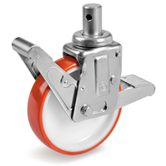 Tellure Rota 609564 — Ruote in poliuretano iniettato, nucleo in poliammide 6, supporto per ponteggi mobili con attacco a codolo liscio e doppio pedale — 609564 | Tellure Rota