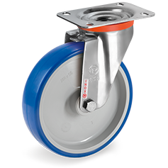 Tellure Rota 614404 — Ruote in poliuretano iniettato, nucleo in poliammide 6, supporto rotante piastra NLX — 614404 | Tellure Rota