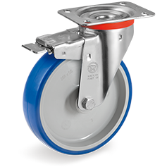Tellure Rota 616623 — Injection polyurethane wheels, polyamide 6 centre, swivel top plate bracket type NL with front lock — 616623 | Tellure Rota