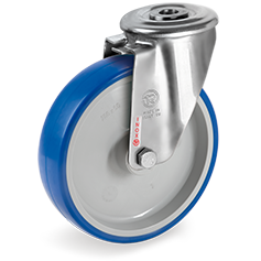 Tellure Rota 618011 — Roues en polyuréthane injecté, corps en polyamide 6, monture pivotante à trou passant NLX — 618011 | Tellure Rota