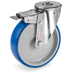 Tellure Rota 618824 — Ruote in poliuretano iniettato, nucleo in poliammide 6, supporto rotante foro passante NLX freno anteriore — 618824 | Tellure Rota