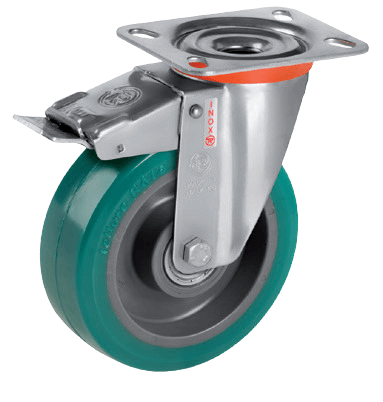 Tellure Rota 625322 — Ruote in poliuretano TR-ROLL, nucleo in poliammide 6, supporto rotante piastra NLX freno anteriore — 625322 | Tellure Rota