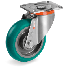 Tellure Rota 625426 — 'TR Roll' Polyurethanräder mit extra dickem, leicht balligem Laufbelag und Polyamid 6 Kern, Lenkrolle mit Platte Typ PX — 625426 | Tellure Rota