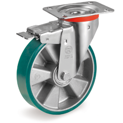 Tellure Rota 627152 — TR-ROLL polyurethane wheels, aluminium centre, swivel top plate bracket type NL with front lock — 627152 | Tellure Rota