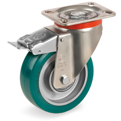 Tellure Rota 627213 — Ruote in poliuretano TR-ROLL, nucleo in alluminio, supporto rotante piastra P freno anteriore — 627213 | Tellure Rota