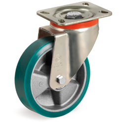 Tellure Rota 627614 — TR-ROLL Polyurethan-Räder, Alukern, Lenkrolle mit Platte P — 627614 | Tellure Rota