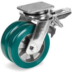 Tellure Rota 628276 — Ruote in poliuretano TR-ROLL, nucleo in alluminio, supporto rotante piastra EEG MHD con freno posteriore — 628276 | Tellure Rota