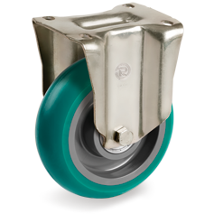 Tellure Rota 628524 — Ruote in poliuretano 'TR Roll' con profilo bombato ergonomico, nucleo in poliammide 6, supporto fisso tipo P-PT — 628524 | Tellure Rota