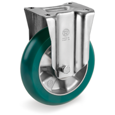 Tellure Rota 628802 — Ruote in poliuretano 'TR Roll' con profilo bombato ergonomico, nucleo in alluminio, supporto fisso leggero (NL-M) — 628802 | Tellure Rota