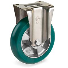 Tellure Rota 629113 — Ruote in poliuretano 'TR Roll' con profilo bombato ergonomico, nucleo in alluminio, supporto fisso P-PT — 629113 | Tellure Rota