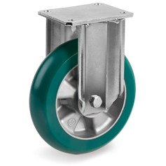 Tellure Rota 629406 — Ruote in poliuretano 'TR Roll' con profilo bombato ergonomico, nucleo in alluminio, supporto fisso extrapesante (EP) — 629406 | Tellure Rota