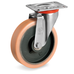 Tellure Rota 634552 — Vulkollan® polyurethane wheels, cast iron centre, swivel top plate bracket type NL — 634552 | Tellure Rota