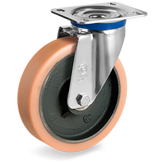 Tellure Rota 637424 — Roues en polyurethane Vulkollan®, corps en fonte mecanique, monture pivotante à platine M — 637424 | Tellure Rota