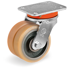 Tellure Rota 638063 — Ruedas de Vulkollan®, núcleo de hierro fundido mecánico, soporte giratorio pletina EEG MHD — 638063 | Tellure Rota