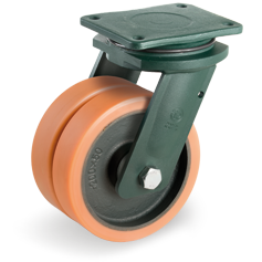 Tellure Rota 638077 — Ruedas de Vulkollan®, núcleo de hierro fundido mecánico, soporte giratorio pletina EEG EHD — 638077 | Tellure Rota