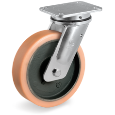 Tellure Rota 638306 — Ruote in Vulkollan®, nucleo in ghisa meccanica, supporto rotante piastra EE MHD — 638306 | Tellure Rota