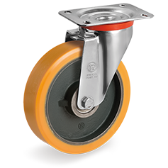 Tellure Rota 644556 — Ruote in poliuretano 'TR', nucleo in ghisa, supporto rotante piastra NL — 644556 | Tellure Rota