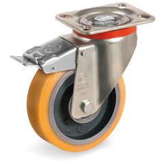 Tellure Rota 644853 — Ruote in poliuretano 'TR', nucleo in ghisa, supporto rotante piastra P freno anteriore — 644853 | Tellure Rota