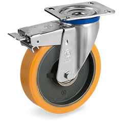 Tellure Rota 645566 — Ruote in poliuretano 'TR', nucleo in ghisa, supporto rotante piastra M freno anteriore — 645566 | Tellure Rota