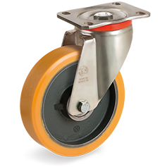 Tellure Rota 645853 — Ruote in poliuretano 'TR', nucleo in ghisa, supporto rotante piastra P — 645853 | Tellure Rota