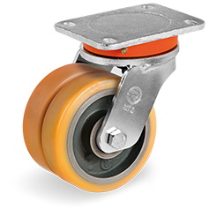 Tellure Rota 648062 — Ruote in poliuretano TR, nucleo in ghisa meccanica, supporto rotante piastra EEG MHD — 648062 | Tellure Rota