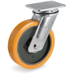 Tellure Rota 648305 — Ruote in poliuretano TR, nucleo in ghisa meccanica, supporto rotante piastra EE MHD — 648305 | Tellure Rota